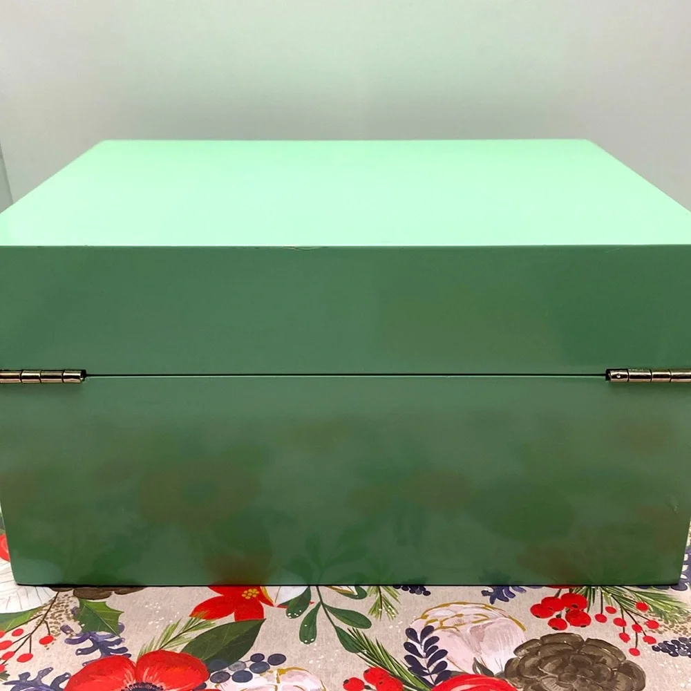 Nicole Miller Home Aqua Color Decorative Jewelry Box With Silver Accent
